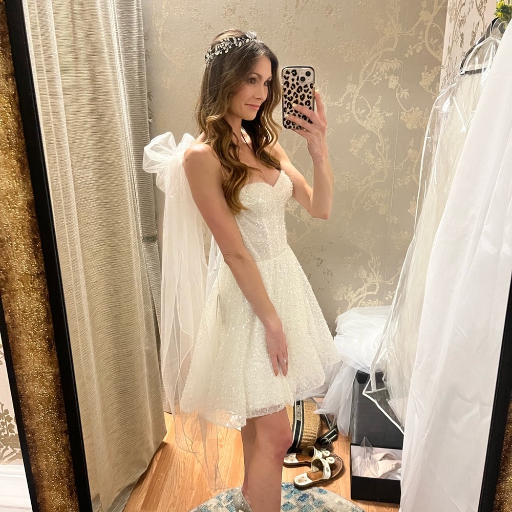 Watters Palmier Mini Bridal Dress